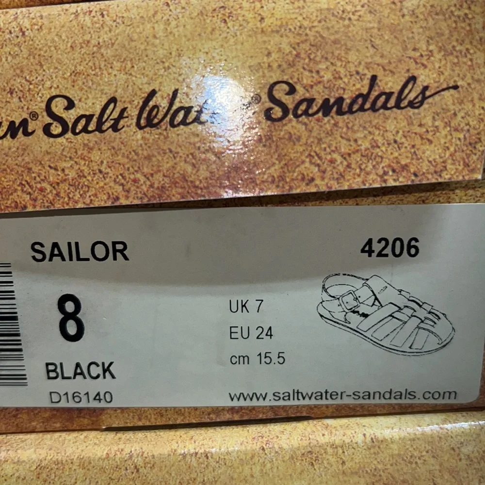 AUTH NIB Salt Water Sandal by Hoy Shoes Sun-San - Sailors BLACK
